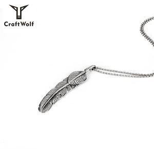Mestiere Lupo <span class=keywords><strong>Collana</strong></span> <span class=keywords><strong>di</strong></span> <span class=keywords><strong>Piume</strong></span> Pendente Dei Monili <span class=keywords><strong>di</strong></span> Modo 2019 In Acciaio Inox - Product Image 5