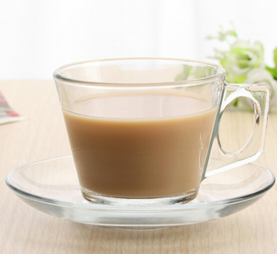 Haonai clear glass coffee set square coffee cup with saucer