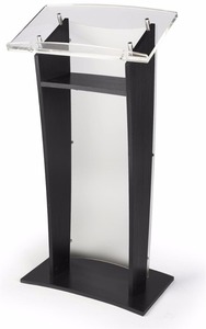 Pannelli laterali <span class=keywords><strong>in</strong></span> <span class=keywords><strong>legno</strong></span> acrilico pannello frontale del podio pulpito leggio con ripiano di stoccaggio inclinazione piattaforma di lettura - Product Image 2