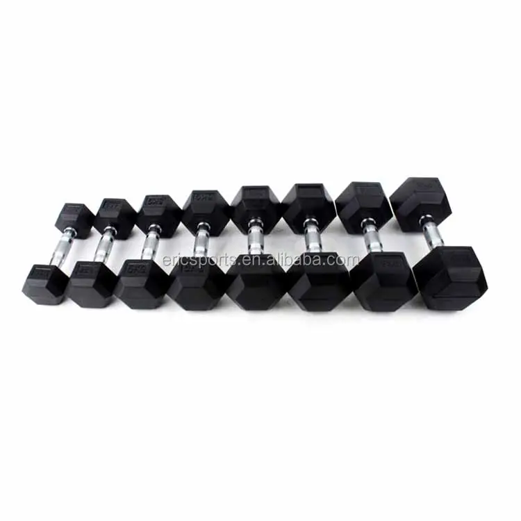 Grosir stok Bea Cukai olahraga kinerja lb karet terbungkus hex dumbbell dalam pasang karet Hex Dumbbell