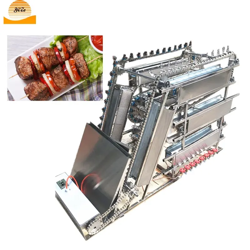 Mesin Shish Kebab Otomatis, Mesin Panggang Yakitori Elektrik Tanpa Asap Panggang Barbekyu Kabob