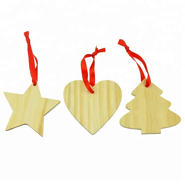 Art Supplies Craft DIY Painting Slices Thin Wooden China Christmas Decoration Included Heat Star Tree Shape for Wedding Party