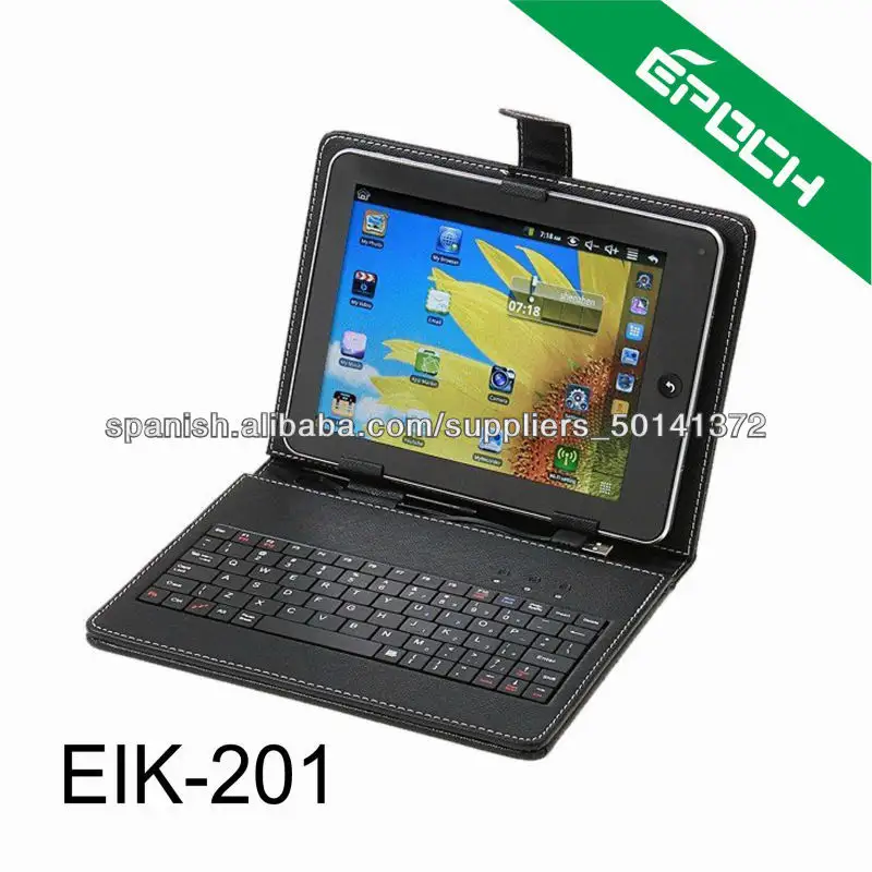 NUEVO ordenador portátil del cuero del caso / del caso del Tablet PC de 10 pulgadas con USB Keyboard Negro