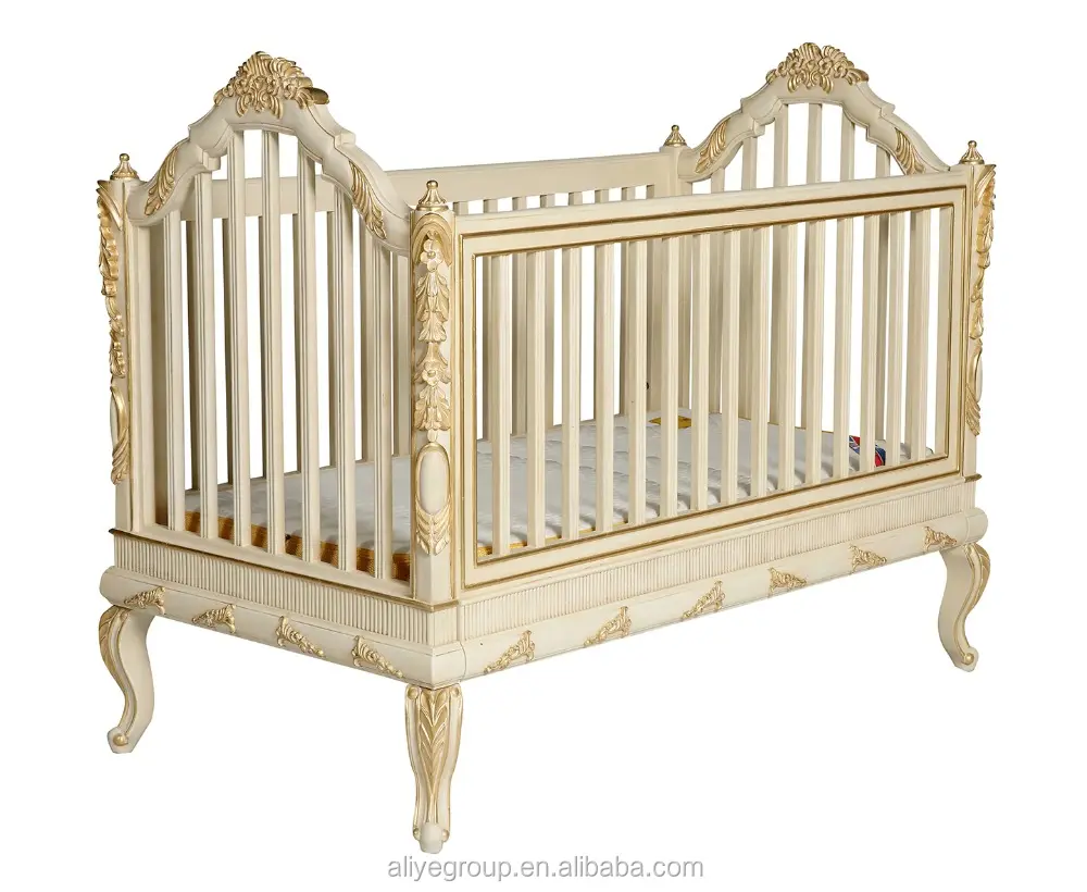 AK28-Luxury 아기 침대 다기능 아기 침대 단단한 나무 프레임 나무 침실 가구 골동품 디자인 아기 침대
