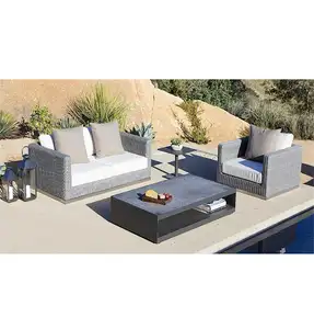 Alta calidad usado Hotel europeo divertido lujo aluminio moderno al aire libre ratán sofá muebles de exterior