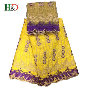 H & D buen precio alta calidad 5 del riche del Bazin 5yard 2 patio algodón africano de la tela del cordón para al por mayor - Product Image 3