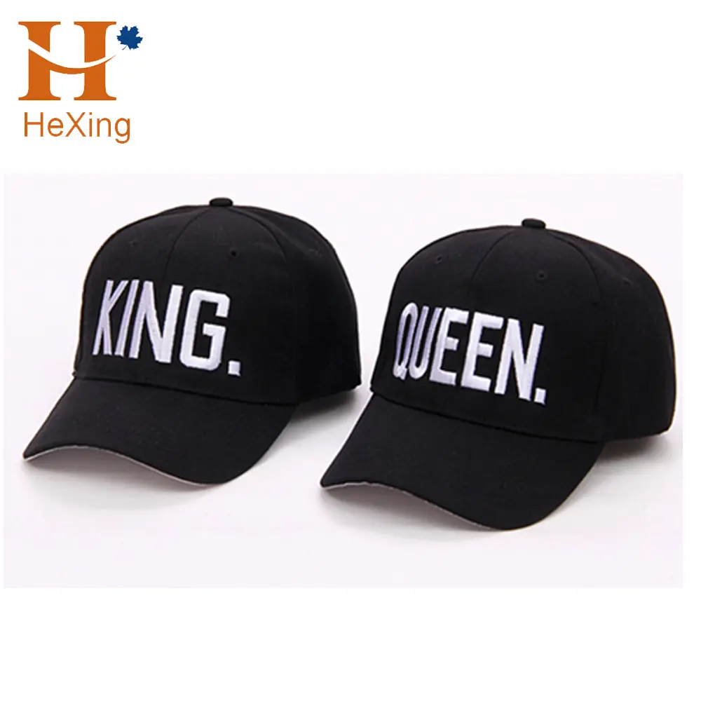 Holen Sie sich kostenlose Probe King Queen Letter Stickerei Baseball Cap Paare Hip Hop Snapback Cap für Mann Hut Frauen