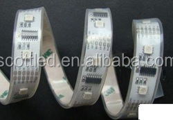 digital lpd 8806 led strip;48leds/m; 24ic/m; DC5V input;15mm White PCB; Waterproof silicon tube IP67; 2leds/cut; CE & ROHS