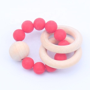 D'allaitement bébé Bracelets En Bois Anneau De Dentition En Silicone Perles De Dentition Bois Hochets Jouets Bébé - Product Image 6
