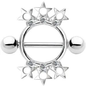 Piercing personalizado em aço inoxidável, estrela forro personalizado anéis de mamilo personalizado, 2023