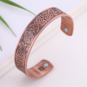 Fashion Irish Knot Shape Antique Silver Bronze <strong>Copper</strong> Color Cuff <strong>Bangle</strong> for Men's Jewelry Bracelet Health Care Vintage Hot - Product Image 3