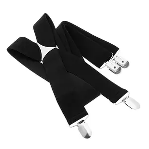 FREE SAMPLE FACTORY PRICE Durable 50MM Mens X shape Braces Wide Black Elastic and Adjustable Trouser Braces Suspenders