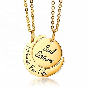 MECYLIFE Conjunto de Collar de Regalo de Mejores Amigos <span class=keywords><strong>Soul</strong></span> Sister Regalos Familiares Collar Colgante de Luna de Acero Inoxidable Joyería de Amistad - Product Image 1