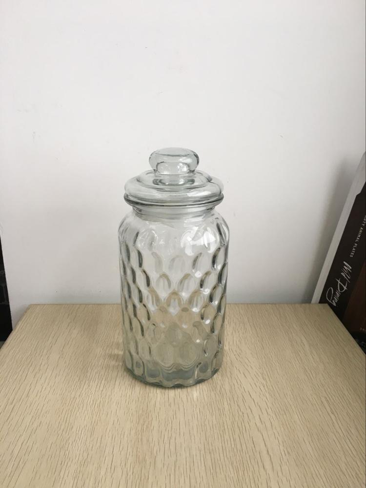 Custom Embossment Tea Coffee Food Healthy Glass Storage Jar With glass Lid