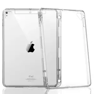 For iPad Air 1/2 Case Transparent Soft TPU Flexible Bumper Case with Pencil Holder for iPad Air 1/2