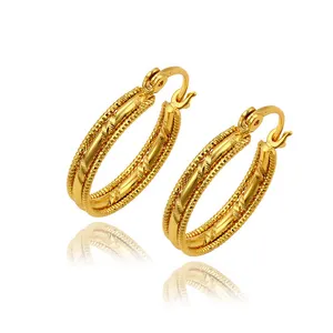 Produsen Perhiasan Cina Xuping Perhiasan Terbaik 24 Karat Dubai Wanita Tembaga Aloi Clip-On Anting-Anting Hoop