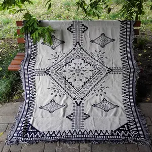 Customized Gobelin <strong>Black</strong> and White Squares and Tapestry <strong>Throw</strong> <strong>Blanket</strong> 130*160cm - Product Image 1