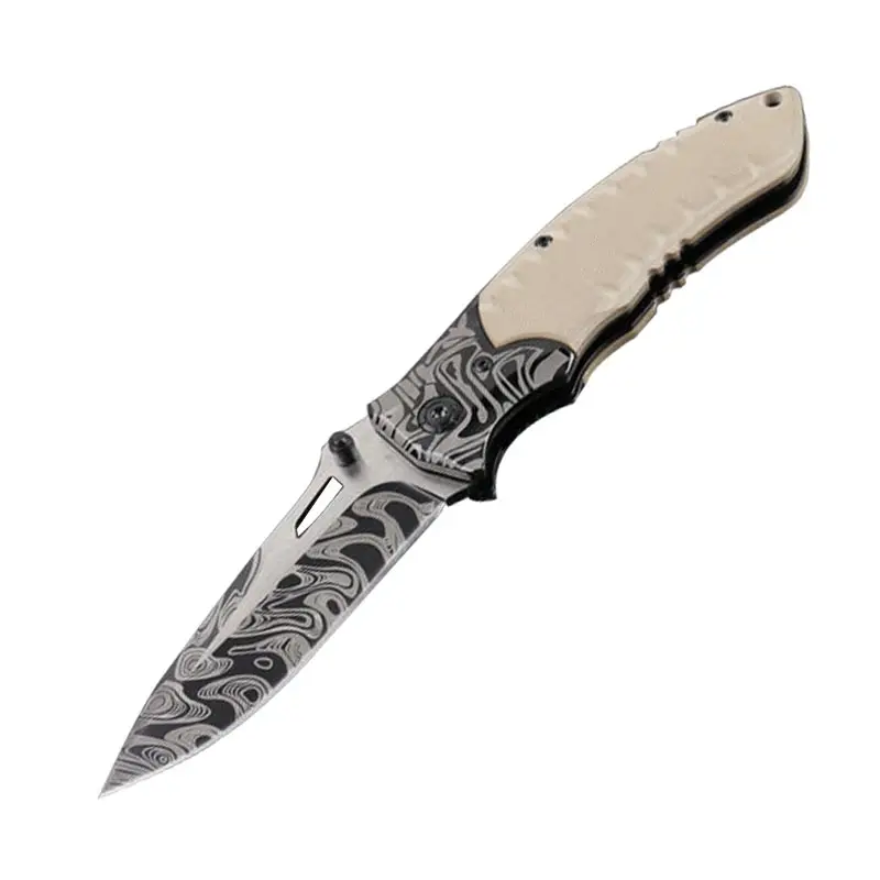 F93 brushed stainless steel 5CR15MOV blade full steel plate + desert G10 handle camping folding hunting outdoor survival knife