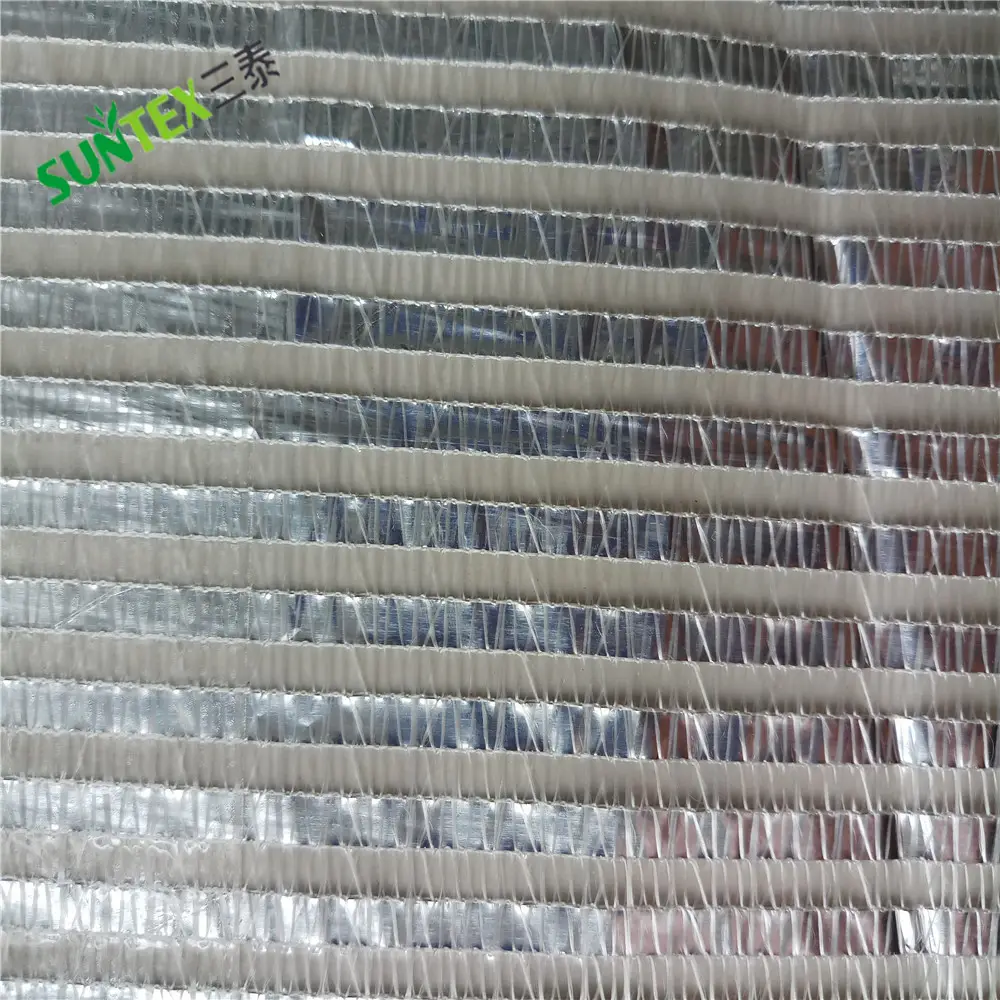 55% Greenhouse inside aluminum thermal screen shading net, Silver Shade Mesh sun Shade Cloth for agricultural use 4.3*100m