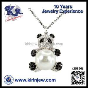 Venta al por mayor de la joyería de plata panda de moda colgante con perla colgante diseños - Product Image 1