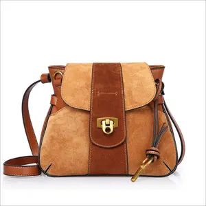 Summer new leather female bag about shoulder Messenger lock buckle matte handbag saddle bag retro ladies bag