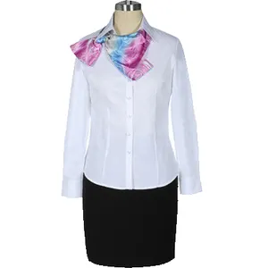 काम पहनने वर्दी के लिए देवियों नवीनतम कार्यालय बिजनेस वर्दी डिजाइन फसली शर्ट महिलाओं