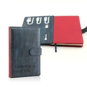 A4 A5 A6 pu powerbank notebook al por mayor cuadernos con Banco de energía planificador diario personalizado cuaderno impresión diario regalos conjuntos