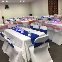 Düğün parti dekorasyon kraliyet mavi parlak saten masa koşucu