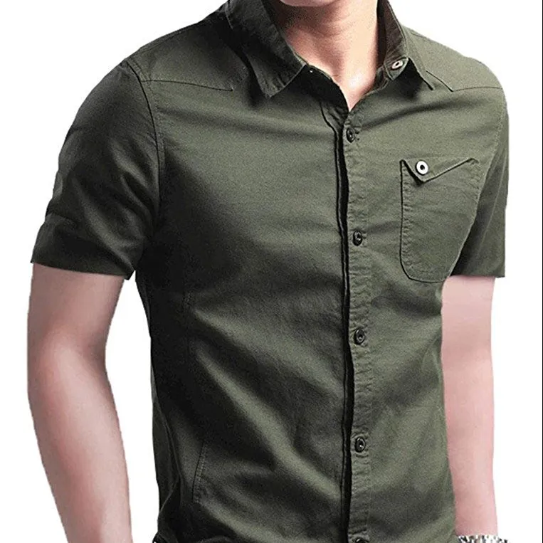 Новая повседневная мужская камуфляжная рубашка с коротким рукавом, переработанная четырехсторонняя стрейчевая современная модная Прямая Заводская рубашка в Военном Стиле, уличная рубашка оверсайз