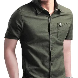 Camisa masculina manga curta reciclada, camisa de quatro vias elástica moderna, casual, direta, tamanho grande