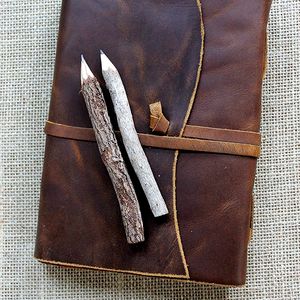 Sổ Tay Nhật Ký Du Lịch Bằng Da Ngựa Điên Kiểu Cổ Theo Yêu Cầu Sổ Tay Nhật Ký Đóng Kín Và Buộc Chặt - Product Image 2