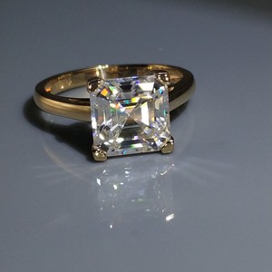 <span class=keywords><strong>Bague</strong></span> en <span class=keywords><strong>or</strong></span> <span class=keywords><strong>jaune</strong></span> 14 carats avec moissanite taille Asscher 3 carats, <span class=keywords><strong>bague</strong></span> <span class=keywords><strong>solitaire</strong></span> en moissanite, <span class=keywords><strong>bague</strong></span> de fiançailles en <span class=keywords><strong>or</strong></span> - Product Image 6