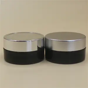 Pot à crème vide avec couvercle en aluminium, produit de beauté noir, de couleur noire, 10g, 15g, 30g, 50g