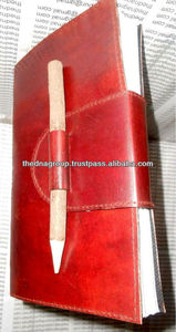 El mejor diario de cuero marrón vintage con cierre de lápiz adjunto Diario de viaje de cuero rústico de tapa dura Lisa para uso comercial - Product Image 2