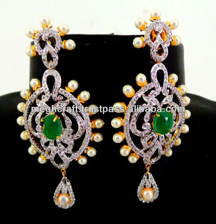 ER16097 Floral Design Beautiful Chand Bali Earrings South Screw AD White  Stones Jewellery Online | JewelSmart.in
