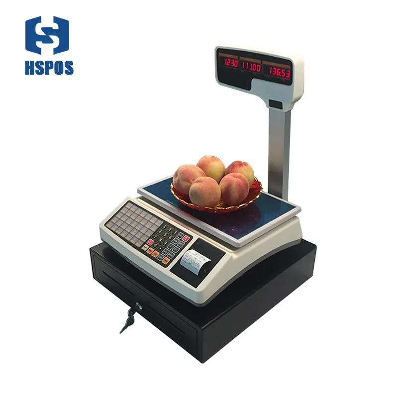 Balance électronique numérique de calcul des prix avec imprimante de reçus et tiroir-caisse support haute capacité gérer la date avec programme pc