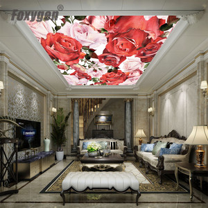 <span class=keywords><strong>Peinture</strong></span> de roses en PVC extensible, dessins d'art pour décoration de <span class=keywords><strong>plafond</strong></span>, <span class=keywords><strong>plafond</strong></span> en plastique imprimé 3D - Product Image 3