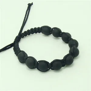 Bracelet tressé en perles pour hommes, cordon de cire, perles noires, vente en gros, nouvelle mode, collection