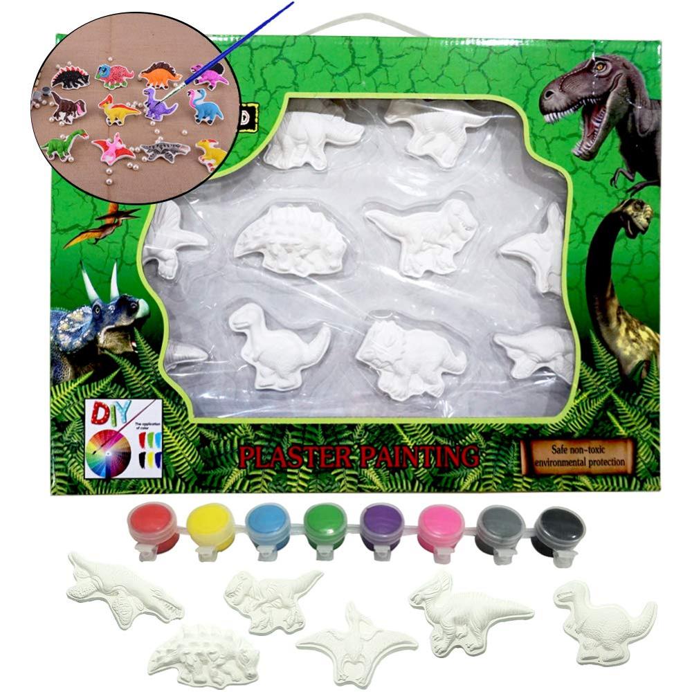 Керамические ремесло украсить свой собственный, готовые к использованию краски фигурки динозавров банка набор для рукоделия с Волшебная картина из гипса Art & Набор для творчества для