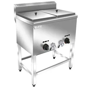 Rvs 2 Tanks Commerciële Gas Friteuse/Dubbele Mand Friteuse/2 Tank 4 Mand Friteuse HY-74