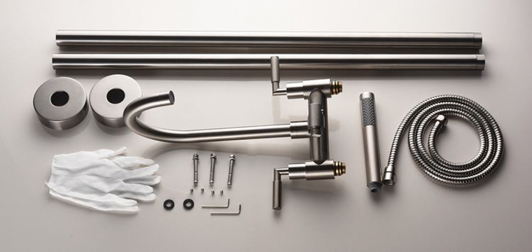 Double Handle Floor Standing Bathtub Bath Tub Faucet Freestanding Mixer Tap With Legs