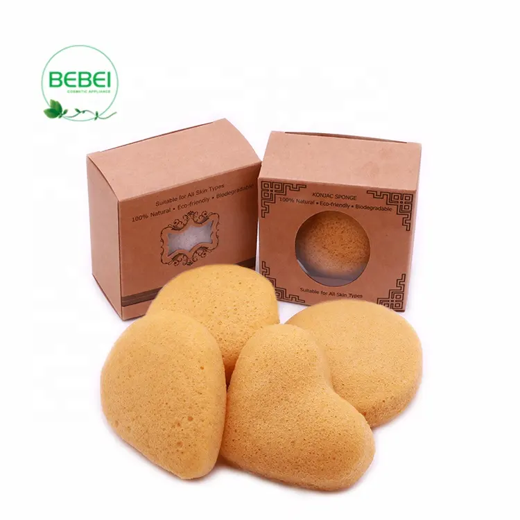 high quality japanese 100% natural Turmeric konjac facial sponge with wholesale price ,OEM logo package