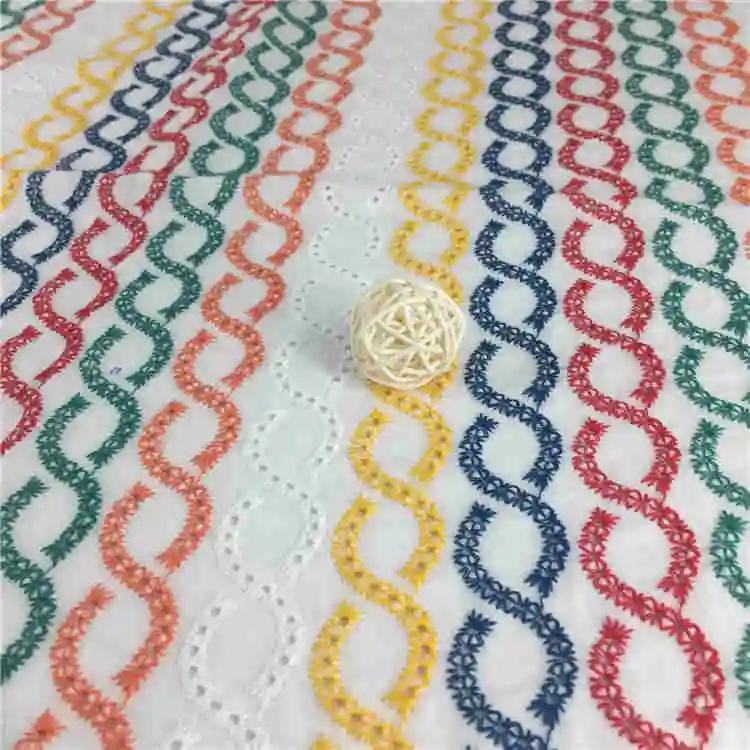 Вышитая Высококачественная популярная многоцветная хлопковая ткань с вышивкой
