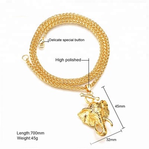 Fashion Jewelry New 18K Gold Plated Twisted Singapore Chain <strong>Necklace</strong> with Zircon <strong>Elephant</strong> Pendant for Men Punk Style Anniversary - Product Image 6