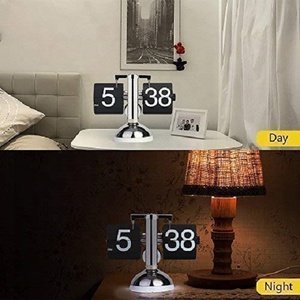 Retro Page Turning Table Flip <strong>Clock</strong> <strong>with</strong> Sound Control LED <strong>Nightlight</strong> Desk <strong>Clock</strong> Reloj Senior Auto Flip Calendar <strong>Clock</strong> - Product Image 3