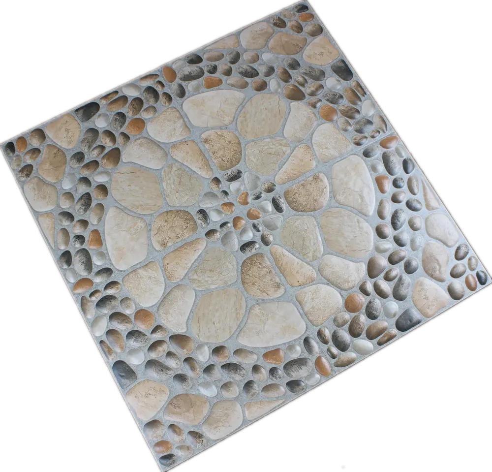 300x300mm superficie irregolare imitare naturale di ghiaia di pietra del ciottolo antiscivolo in ceramica smaltata terrazza giardino pavimento di piastrelle
