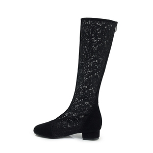 Las mujeres al por mayor <span class=keywords><strong>de</strong></span> la fábrica <span class=keywords><strong>de</strong></span> caucho grueso bajo rodilla botas tacón hueco cremallera botas por la rodilla - Product Image 5