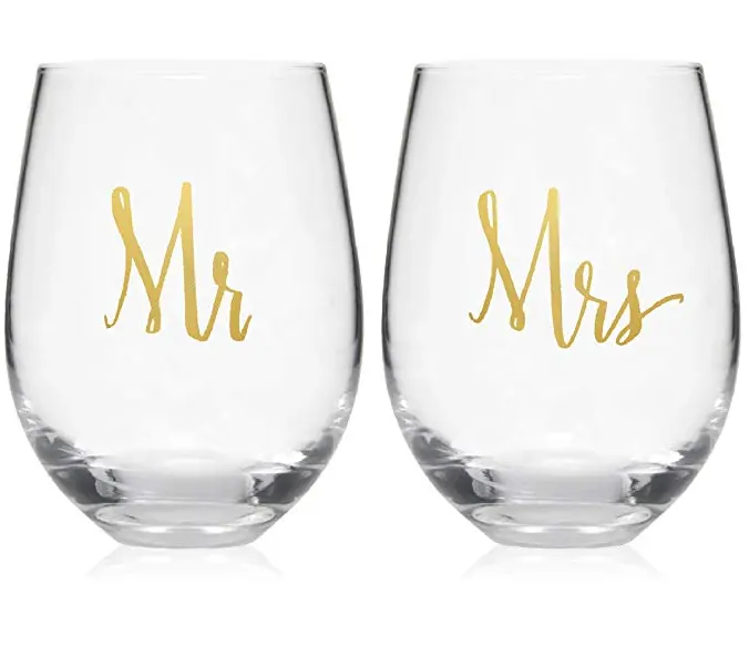 Supplies Wholesale Mr and Mrs mr & mrs italy Wine Glasses Set of 2 Wedding Gifts Valentine's Day Gift