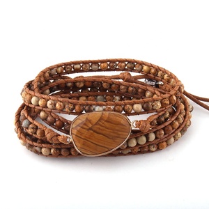 Bracciale alla Moda con Perline, Fatto a Mano, con <span class=keywords><strong>Pietre</strong></span> <span class=keywords><strong>Naturali</strong></span> e Ciondolo in Pietra, Braccialetti a 5 Fili Avvolgenti, per Dropshipper - Product Image 2
