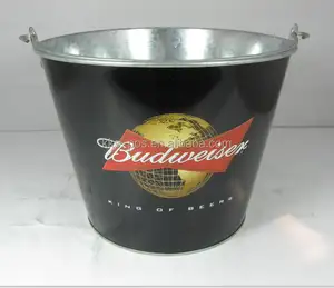 Budweiser Galvanized Metal Ice Bucket With Bottle Opener